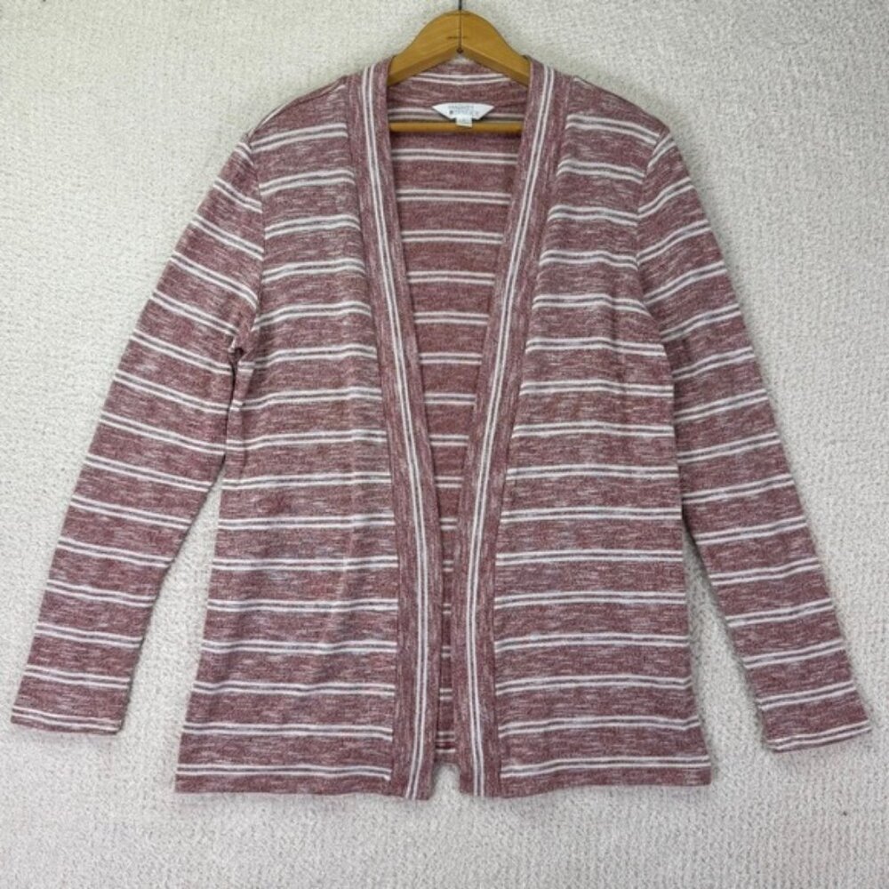 Market & Spruce Womens Cardigan L‎ Open Front Striped Knit Casual Layering